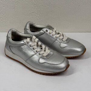 Rebecca Minkoff 1970 Leather Sneaker Silver Lace Up Metallic Casual Size 6